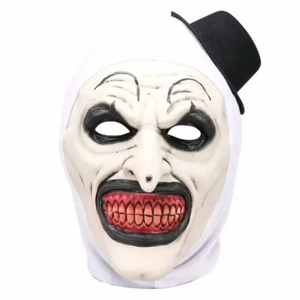 Black Hat Clown Mask Terrifier Costume Latex Art Mask Halloween Cosplay Prop NEW